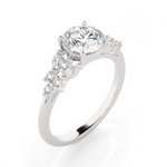 Round Lab Grown Diamond Side Stone Engagement Ring