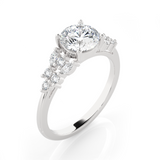Round Lab Grown Diamond Side Stone Engagement Ring