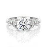 Round Lab Grown Diamond Side Stone Engagement Ring
