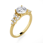 Round Lab Grown Diamond Side Stone Engagement Ring