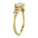 Round Lab Grown Diamond Side Stone Engagement Ring