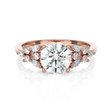 Round Lab Grown Diamond Side Stone Engagement Ring