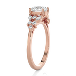 Round Lab Grown Diamond Side Stone Engagement Ring
