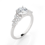 Round Lab Grown Diamond Side Stone Engagement Ring
