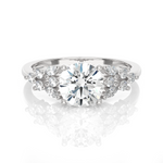 Round Lab Grown Diamond Side Stone Engagement Ring