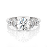 Round Lab Grown Diamond Side Stone Engagement Ring