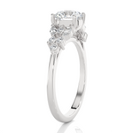 Round Lab Grown Diamond Side Stone Engagement Ring