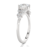 Round Lab Grown Diamond Side Stone Engagement Ring