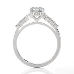 Round Lab Grown Diamond Side Stone Engagement Ring