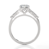 Round Lab Grown Diamond Side Stone Engagement Ring