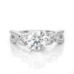 Round Lab Grown Diamond Side Stone Engagement Ring