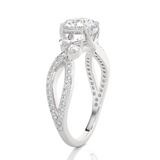Round Lab Grown Diamond Side Stone Engagement Ring