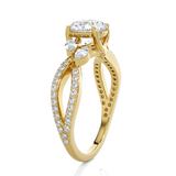 Round Lab Grown Diamond Side Stone Engagement Ring