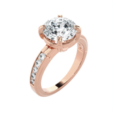 Round Lab Grown Diamond Side Stone Engagement Ring