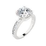 Round Lab Grown Diamond Side Stone Engagement Ring