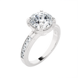 Round Lab Grown Diamond Side Stone Engagement Ring