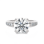 Round Lab Grown Diamond Side Stone Engagement Ring