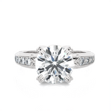 Round Lab Grown Diamond Side Stone Engagement Ring
