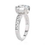 Round Lab Grown Diamond Side Stone Engagement Ring