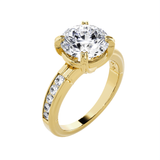 Round Lab Grown Diamond Side Stone Engagement Ring