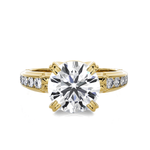 Round Lab Grown Diamond Side Stone Engagement Ring