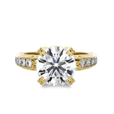 Round Lab Grown Diamond Side Stone Engagement Ring