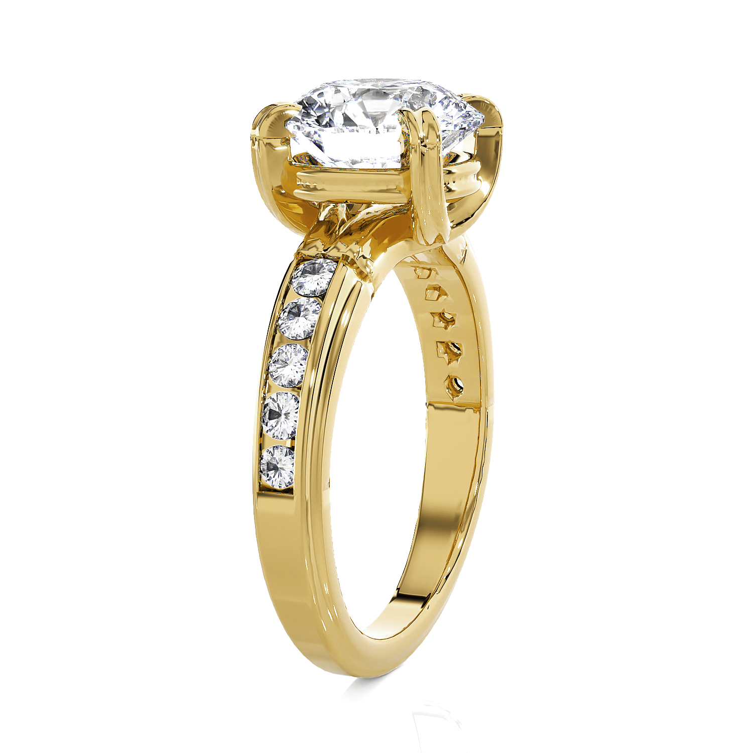 Round Lab Grown Diamond Side Stone Engagement Ring
