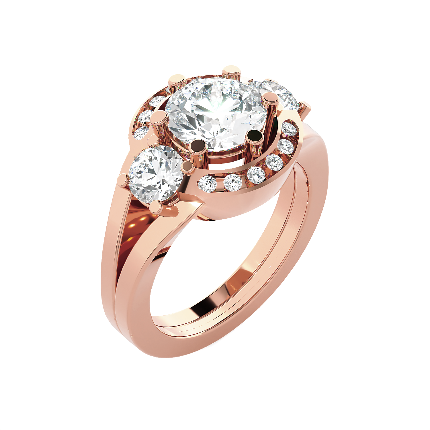 Round Three Stone Lab Grown Diamond Ring