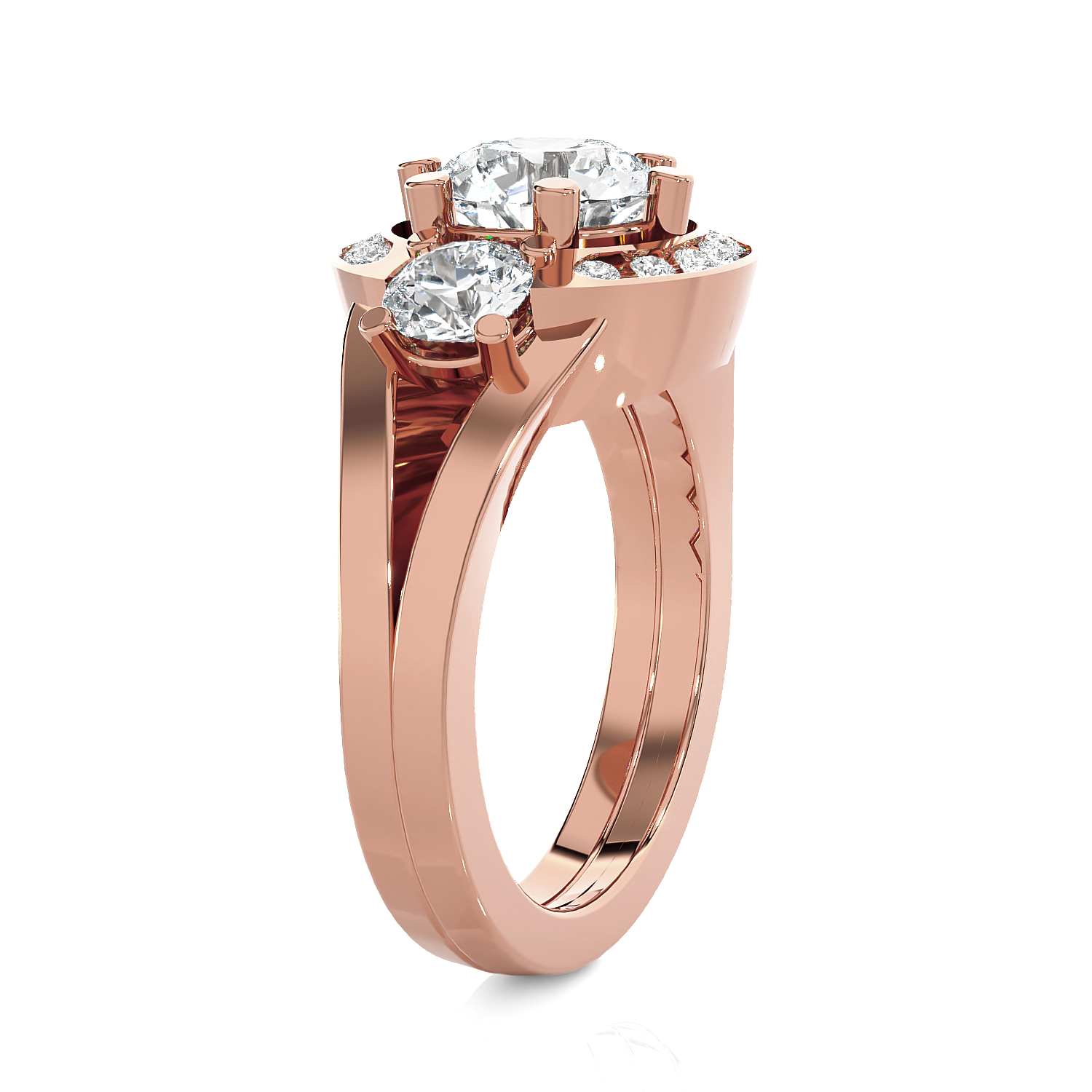 Round Three Stone Lab Grown Diamond Ring