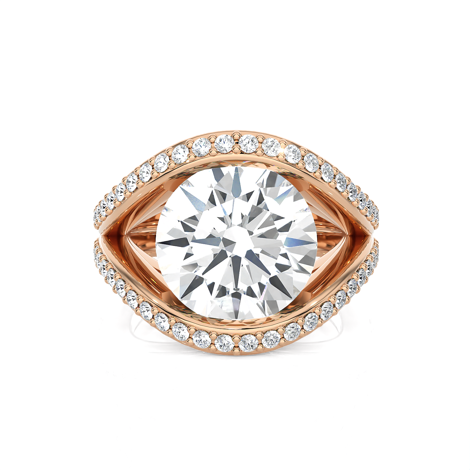Round Lab Grown Diamond Side Stone Engagement Ring
