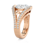 Round Lab Grown Diamond Side Stone Engagement Ring