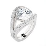 Round Lab Grown Diamond Side Stone Engagement Ring