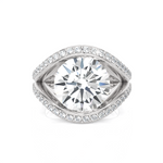 Round Lab Grown Diamond Side Stone Engagement Ring