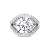 Round Lab Grown Diamond Side Stone Engagement Ring