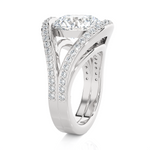 Round Lab Grown Diamond Side Stone Engagement Ring