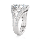 Round Lab Grown Diamond Side Stone Engagement Ring