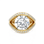 Round Lab Grown Diamond Side Stone Engagement Ring