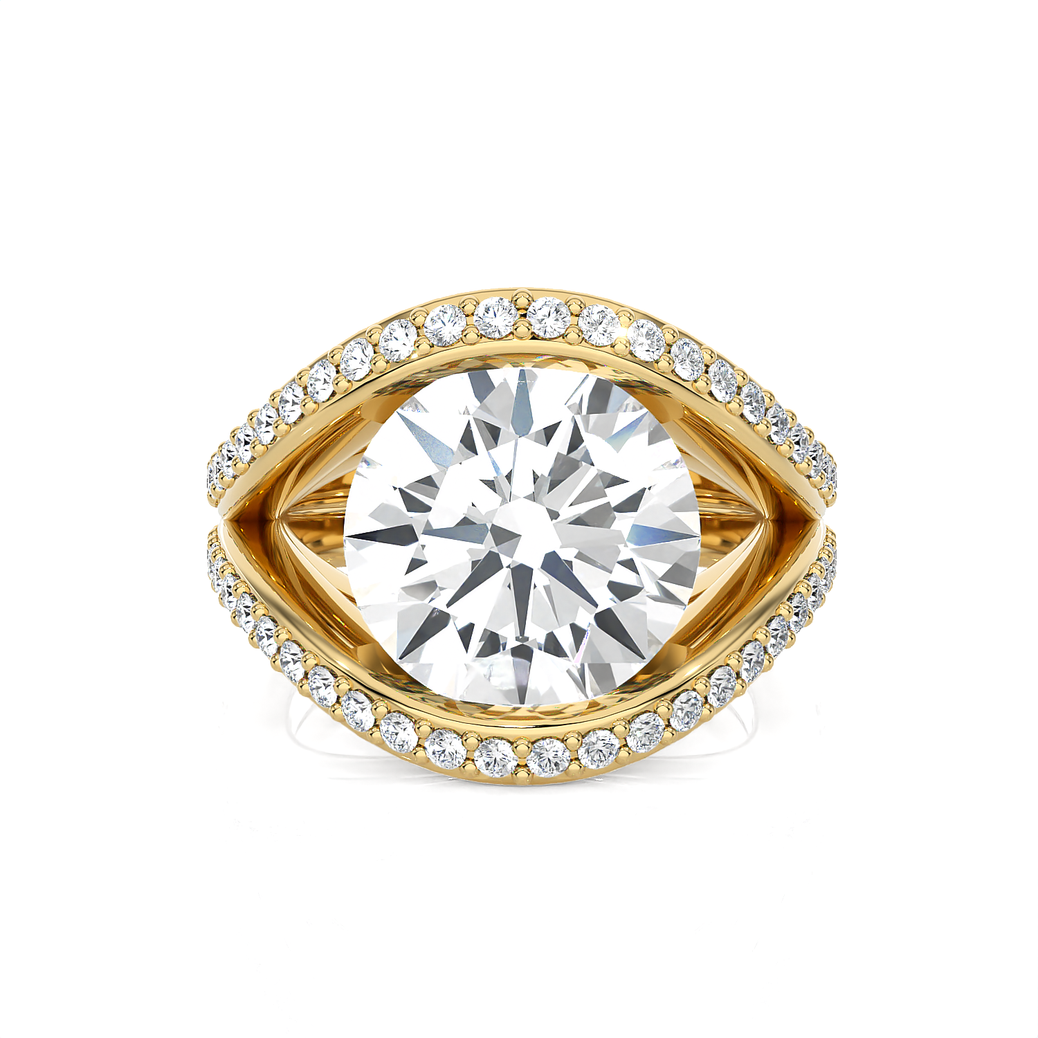 Round Lab Grown Diamond Side Stone Engagement Ring