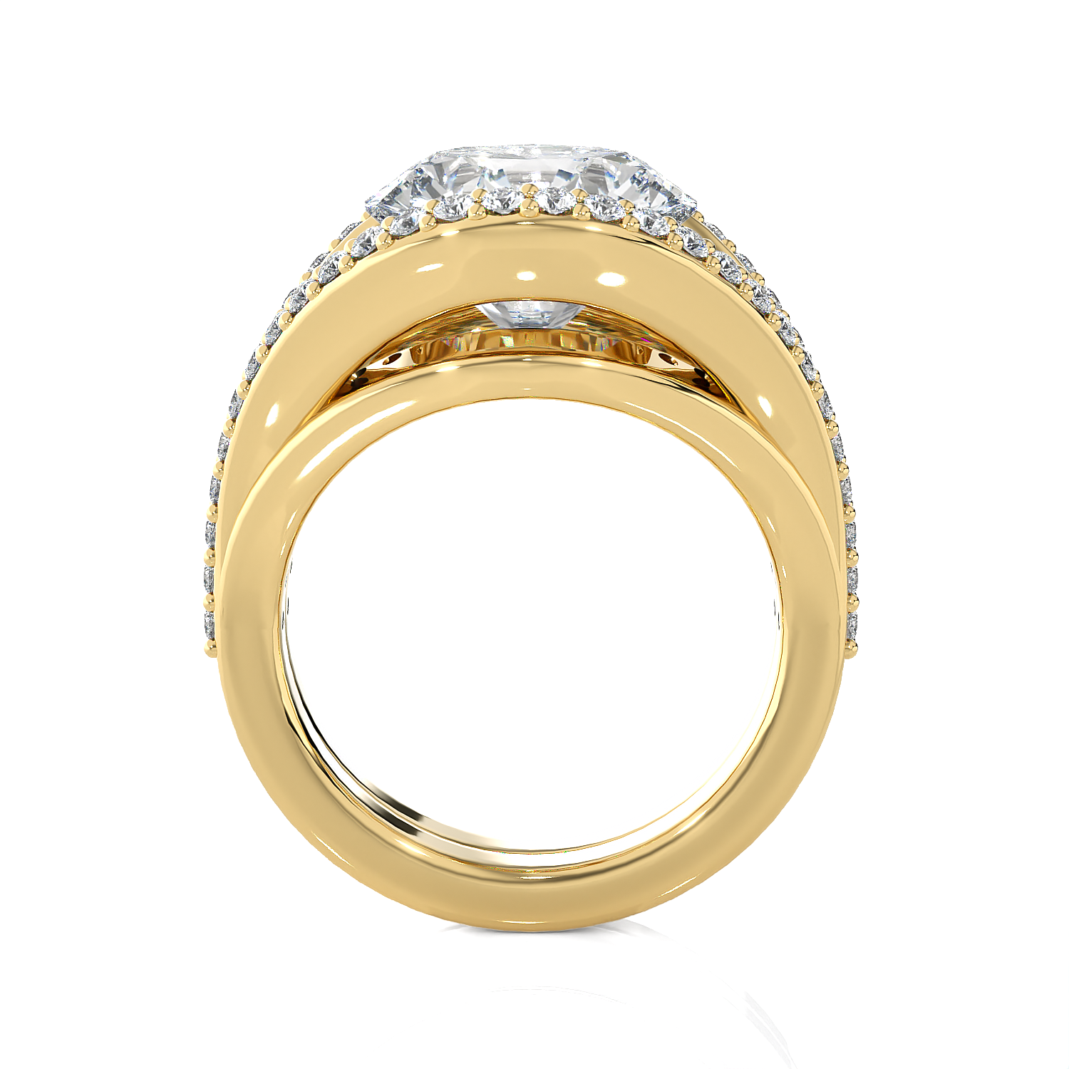 Round Lab Grown Diamond Side Stone Engagement Ring