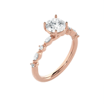 Round Lab Grown Diamond Side Stone Engagement Ring