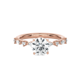 Round Lab Grown Diamond Side Stone Engagement Ring
