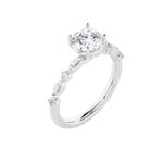 Round Lab Grown Diamond Side Stone Engagement Ring