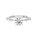 Round Lab Grown Diamond Side Stone Engagement Ring
