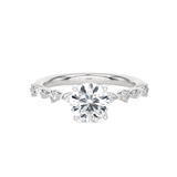 Round Lab Grown Diamond Side Stone Engagement Ring
