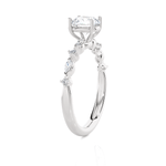 Round Lab Grown Diamond Side Stone Engagement Ring