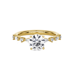 Round Lab Grown Diamond Side Stone Engagement Ring