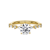 Round Lab Grown Diamond Side Stone Engagement Ring