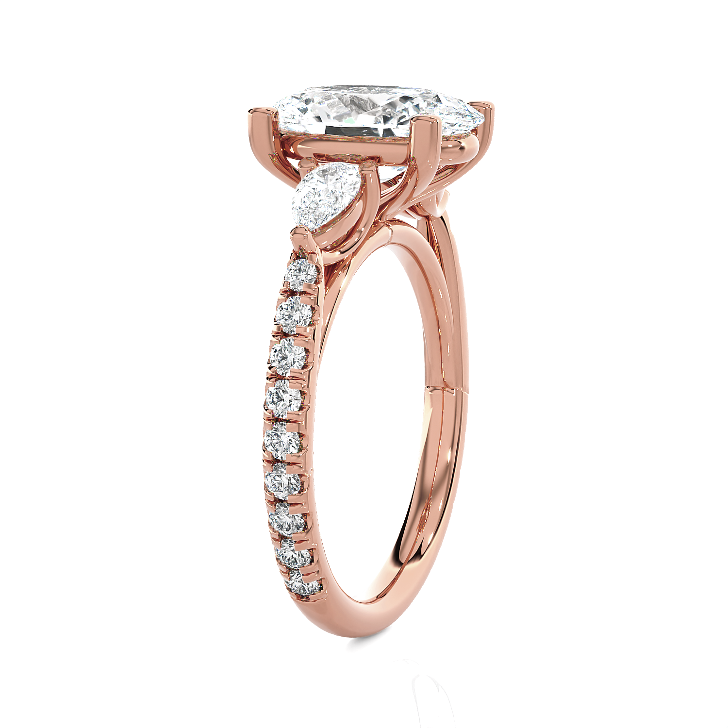 Oval with Pear-Shaped 3 Stone Lab Grown Diamond Ring