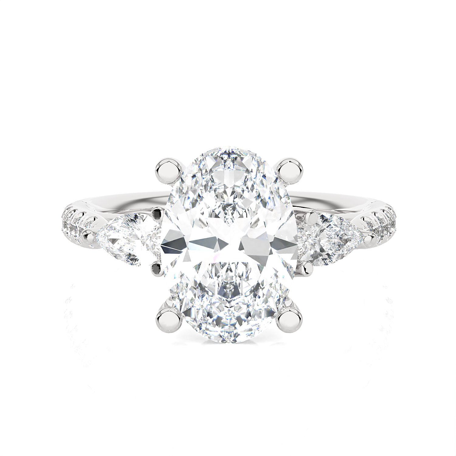 Oval with Pear-Shaped 3 Stone Lab Grown Diamond Ring