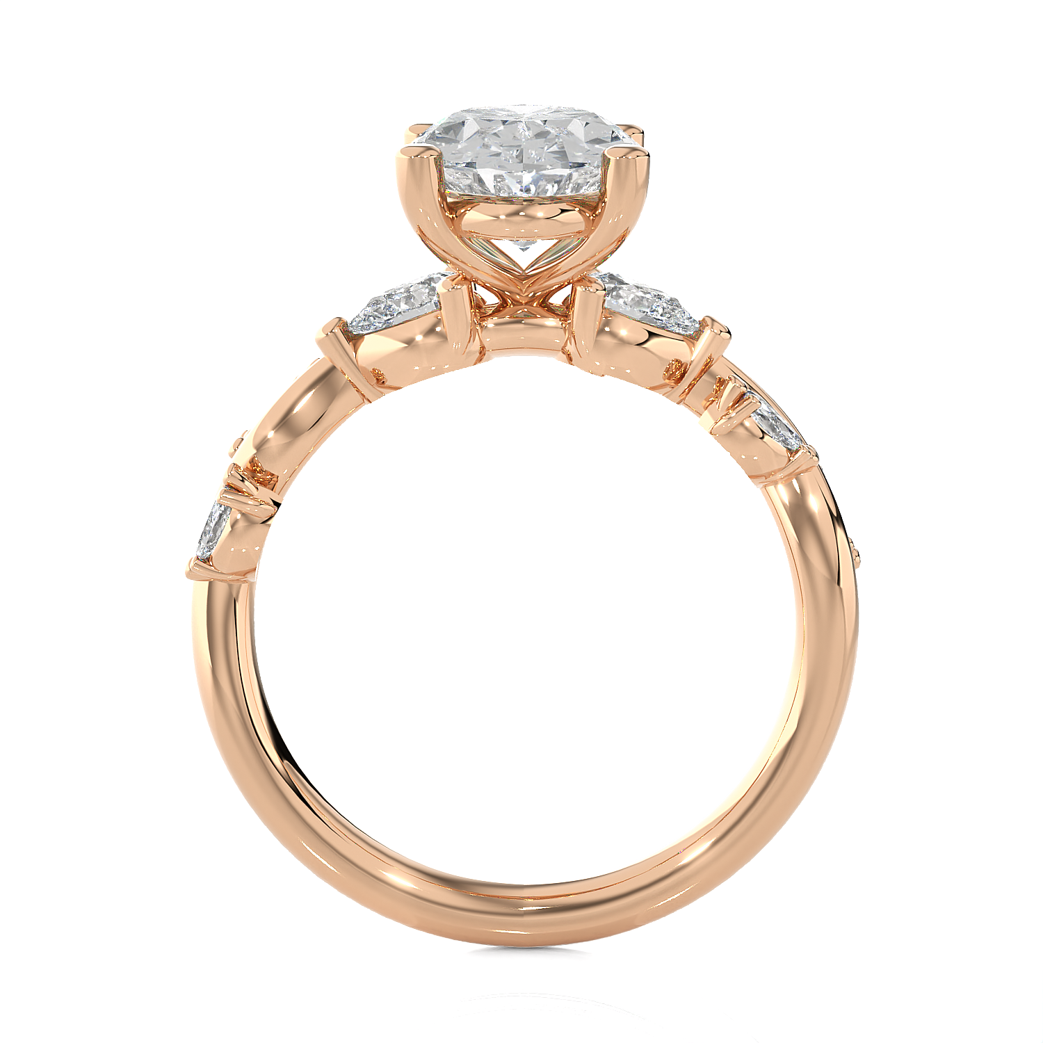 Oval Lab Grown Diamond Side Stone Engagement Ring